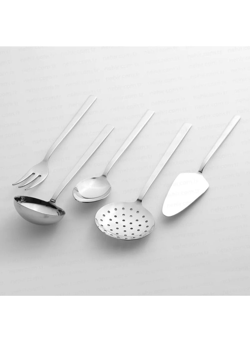 Nehir Dalyan Plain 5 Piece Stainless Steel Serving Set  - Image 1