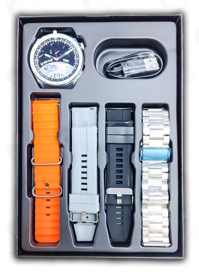 Brandcode All-Day Fitness and Health Tracker with Bluetooth Calling | Customizable HD Touchscreen | Custom Watch Faces | 4 Interchangeable Bands Including Stainless Steel Strap | Water-Resistant | Long Battery Life (Up to 3 Days) for Android and iOS - Perfect for Men and Women | Business, and Sports - Image 1