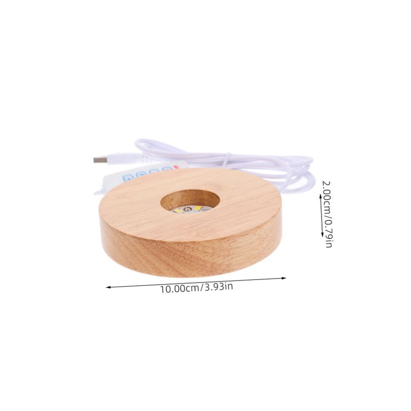 Wooden LED Light Display Base Round Pedestal for Spherical Artwork Color Options Tabletop Decor - Image 3