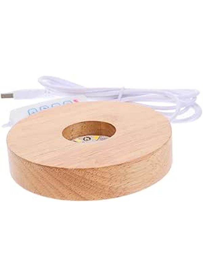 Wooden LED Light Display Base Round Pedestal for Spherical Artwork Color Options Tabletop Decor - Image 1