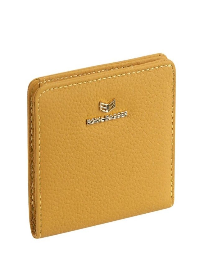 Royal Bagger RFID Short Wallets for Women Genuine Leather Multi-card Slots Card Holder Casual Coin Purse Bifold Wallet 2133 (Yellow) - Image 1