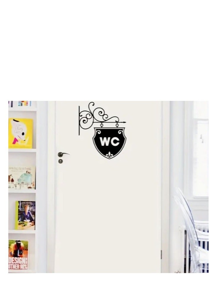RYN 1pc Creative WC Sign Wall Sticker, Self-Adhesive Door Wall Stickers, Toilet Home Decoration Wall Stickers, Removable Stickers, Wall Decor Decals - Image 2