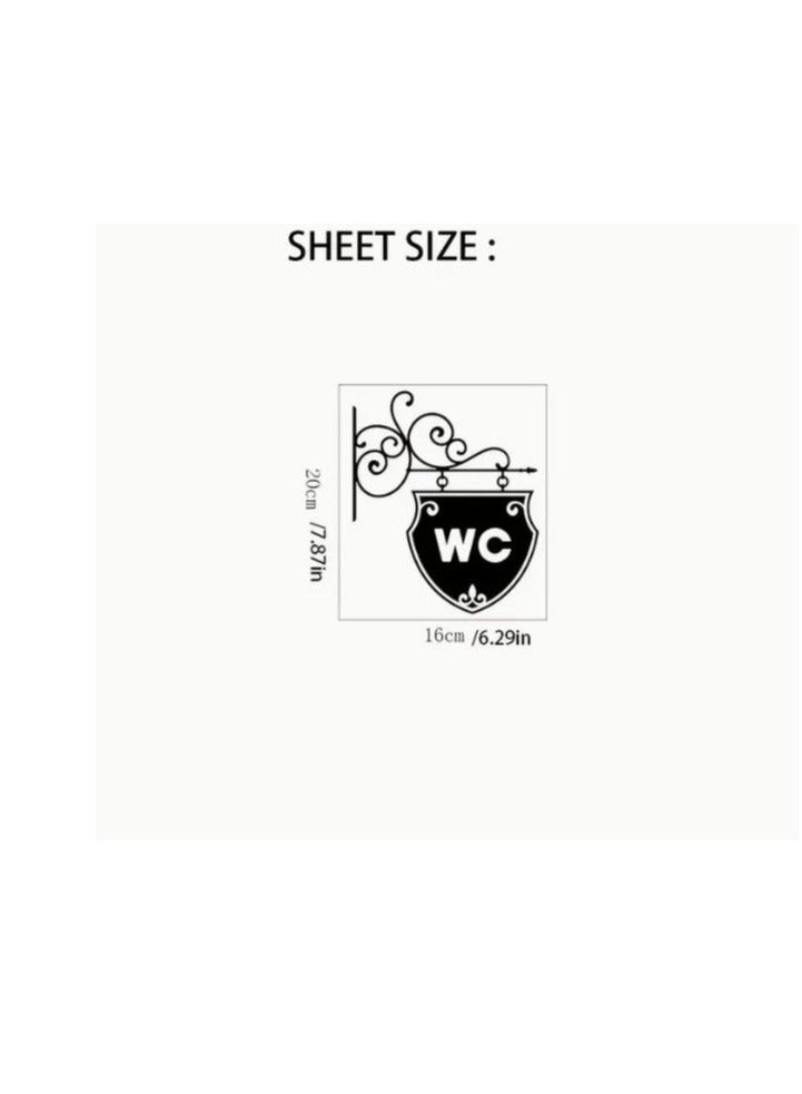 RYN 1pc Creative WC Sign Wall Sticker, Self-Adhesive Door Wall Stickers, Toilet Home Decoration Wall Stickers, Removable Stickers, Wall Decor Decals - Image 3