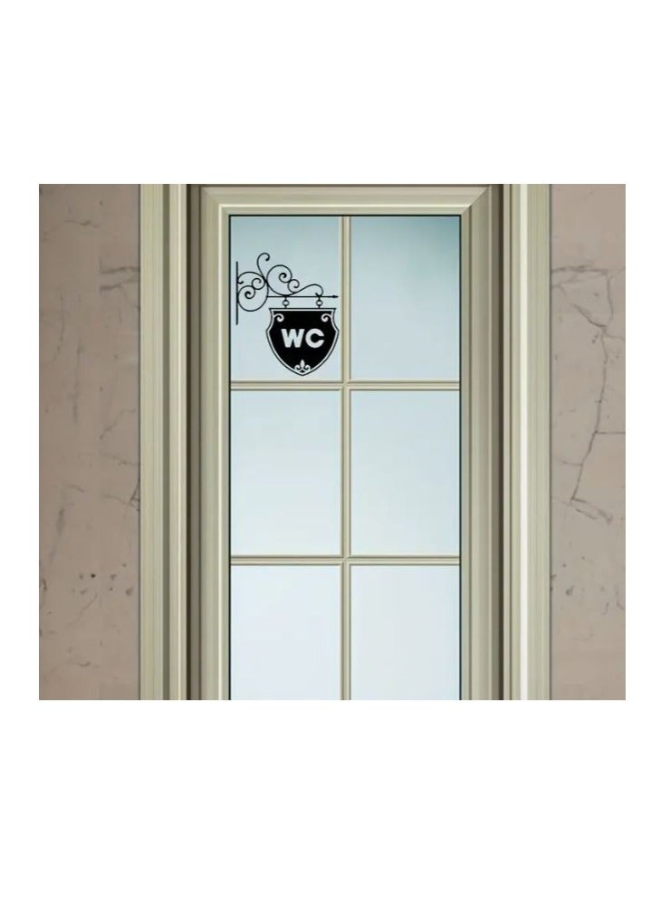 RYN 1pc Creative WC Sign Wall Sticker, Self-Adhesive Door Wall Stickers, Toilet Home Decoration Wall Stickers, Removable Stickers, Wall Decor Decals - Image 4
