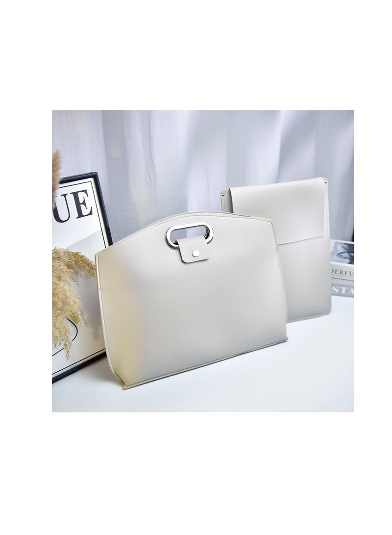 Jeebel Laptop bag/handbag size (43*32 cm) made of luxurious leather, elegant and suitable for work times and occasions , Compatible with all laptops and tablets  Beige  - Image 1