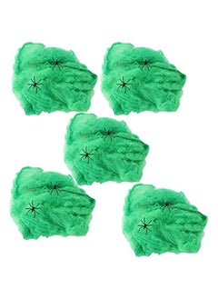 5pcs Spider Web  Decorations, Stretchy Spider Webbing  Room Decor, Spider Web Decoration for  Haunted House Party(Green)