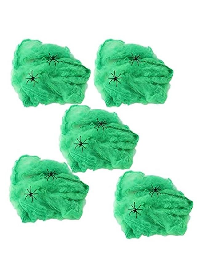 Generic - 5pcs Spider Web  Decorations, Stretchy Spider Webbing  Room Decor, Spider Web Decoration for  Haunted House Party(Green) - Image 1