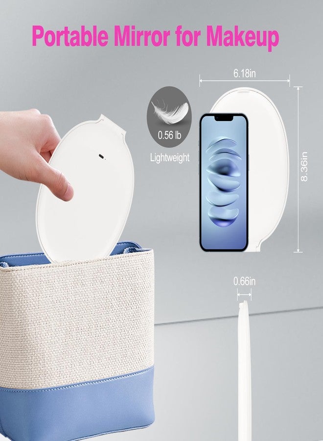 MISERWE Rechargeable Travel Makeup Mirror with Light, Portable Lighted Mirror, 3 Color Lighting, Dimmable Touch Screen, Tabletop LED Folding Vanity Mirror for Travel, Desk, Home, Office - Image 4