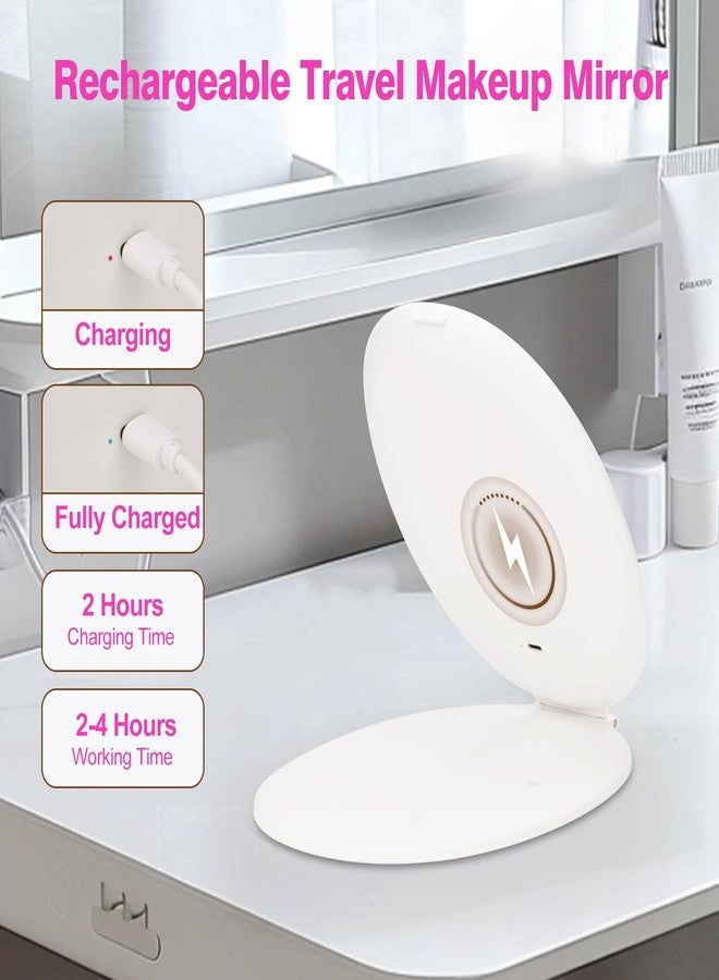 MISERWE Rechargeable Travel Makeup Mirror with Light, Portable Lighted Mirror, 3 Color Lighting, Dimmable Touch Screen, Tabletop LED Folding Vanity Mirror for Travel, Desk, Home, Office - Image 5