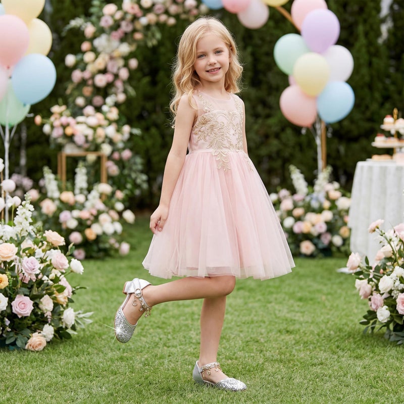 Stelle Girls High Heels Sequins Dress Sandals Princess Dress Shoes Flower Wedding Party Shoes(T20-Silver, 13ML) - Image 2
