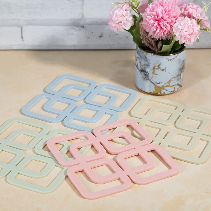 EZ Life Concentric Squares SiliconTrivets Set - Kitchen Appliance-Dinnerware,Coasters for Drinks,for Outdoor Table,Hot Dishes, CountertopTrivet Mats Kitchen Hot Pads,Multipurpose - Multicolor - Pack of 4 - Image 1