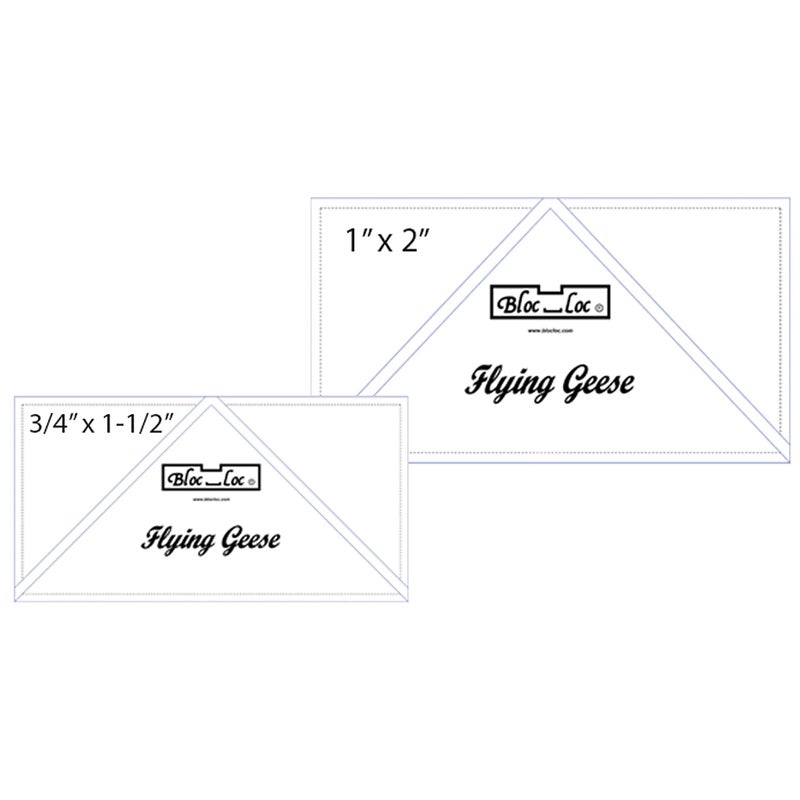 Bloc Loc 075 x 15 1 x 2 Flying Geese Square Up Rulers Set 4