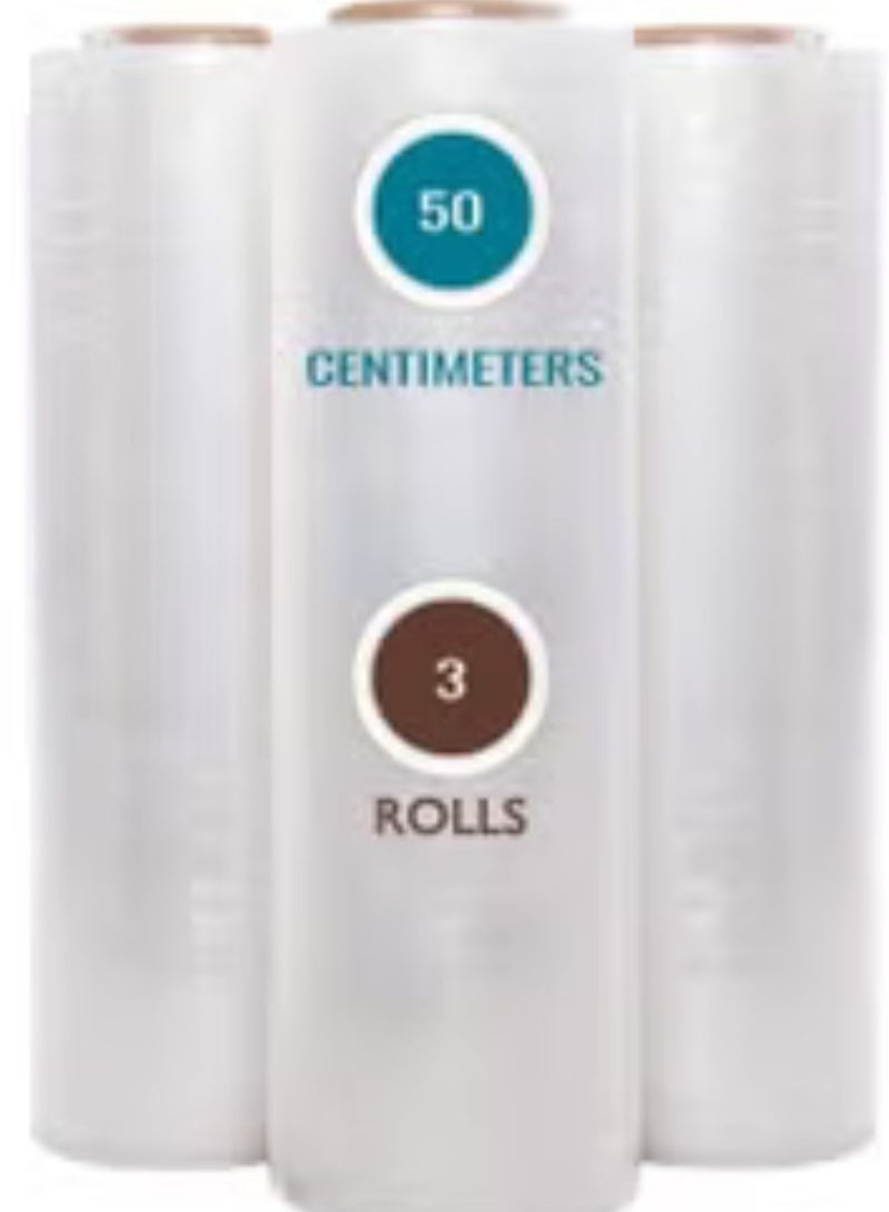 Generic Clear Stretch Film Wrap - 500mm Heavy Duty Plastic Shrink Wrap for Pallet Wrap, Packing, Moving and Packaging - Cling Wrap 3 ROLLS  - Image 1