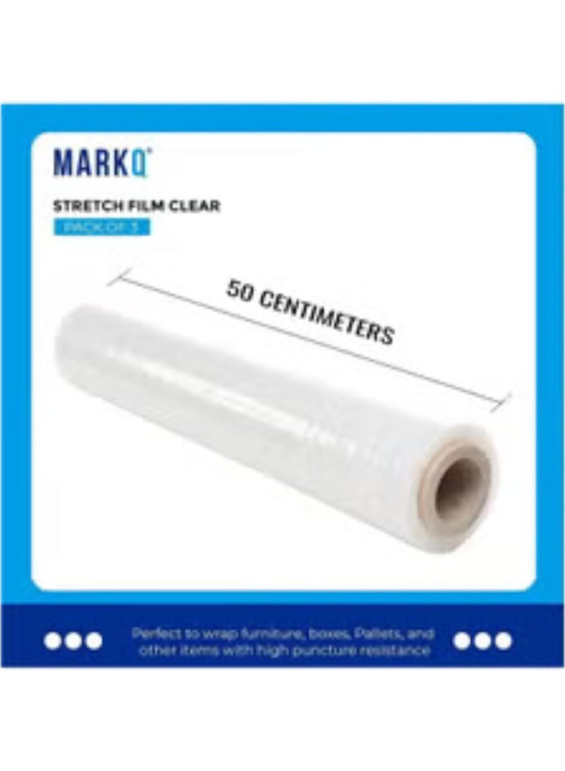 Generic Clear Stretch Film Wrap - 500mm Heavy Duty Plastic Shrink Wrap for Pallet Wrap, Packing, Moving and Packaging - Cling Wrap 3 ROLLS  - Image 2
