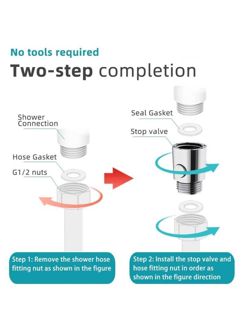 SOLARAE Shower Head Shut Off Valve Button Type Shower Water Flow Control Valve with G1/2 Universal Size for Bathroom Shower Arm and Hose or Bidet Sprayer - Image 5