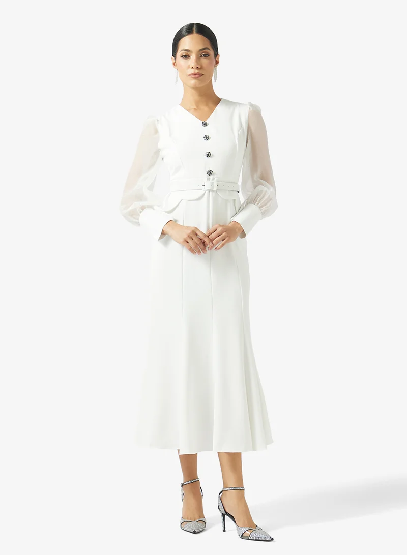 Puff Sleeve A-line Dress