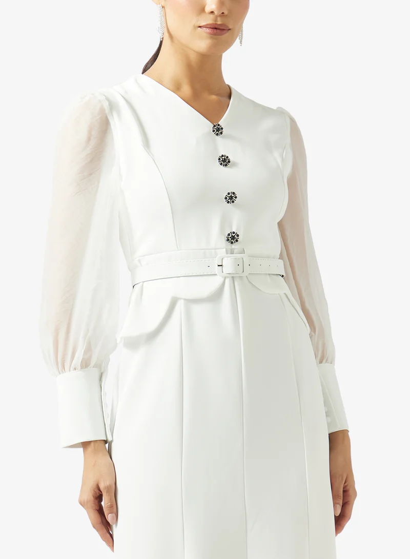 Khizana  Puff Sleeve A-line Dress for Women | Best Price UAE