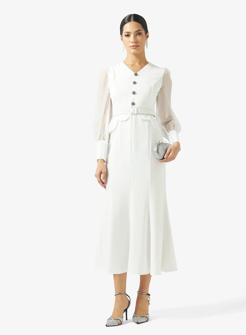 Khizana  Puff Sleeve A-line Dress for Women | Best Price UAE