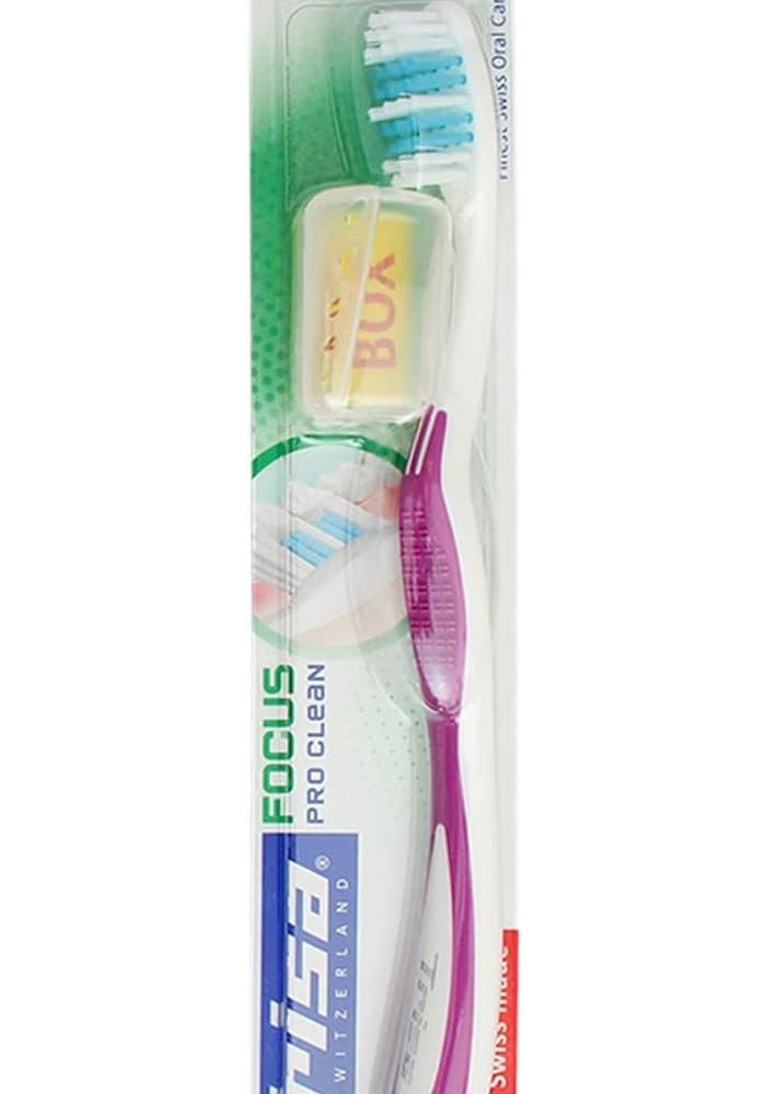 TRISA فرشاة أسنان تريزا فوكوس برو كلين هارد للبالغين مع غطاء سفر - أفضل رعاية فموية سويسرية - Image 4