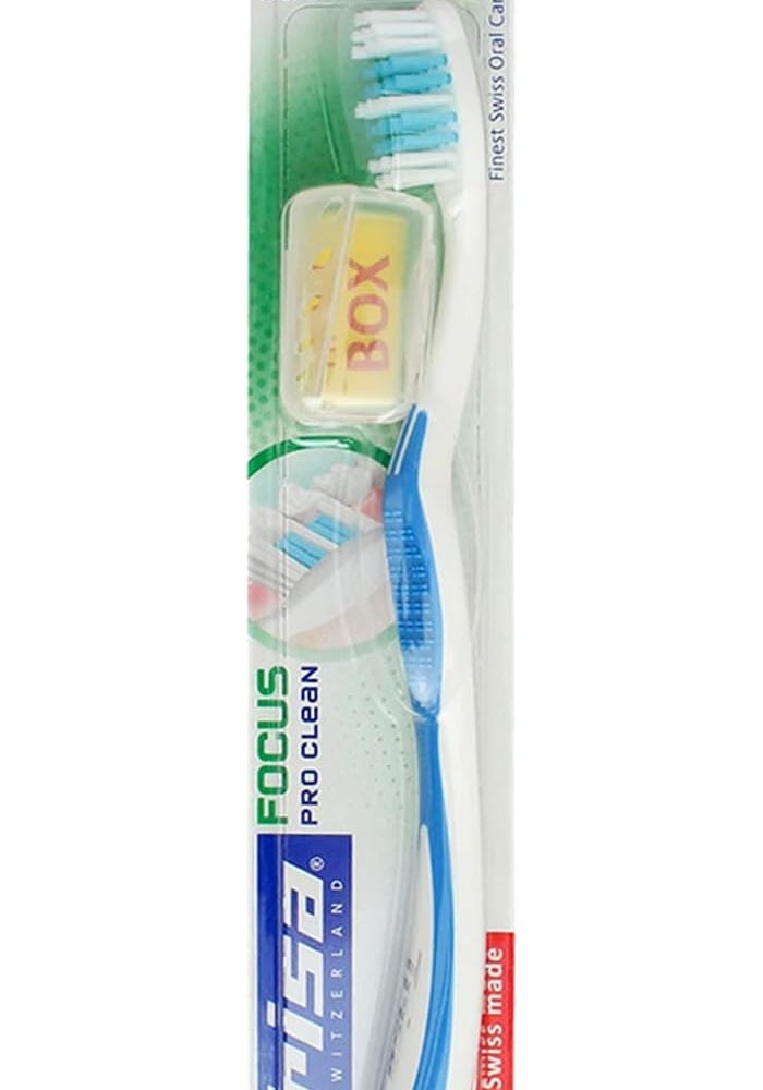 TRISA فرشاة أسنان تريزا فوكوس برو كلين هارد للبالغين مع غطاء سفر - أفضل رعاية فموية سويسرية - Image 1