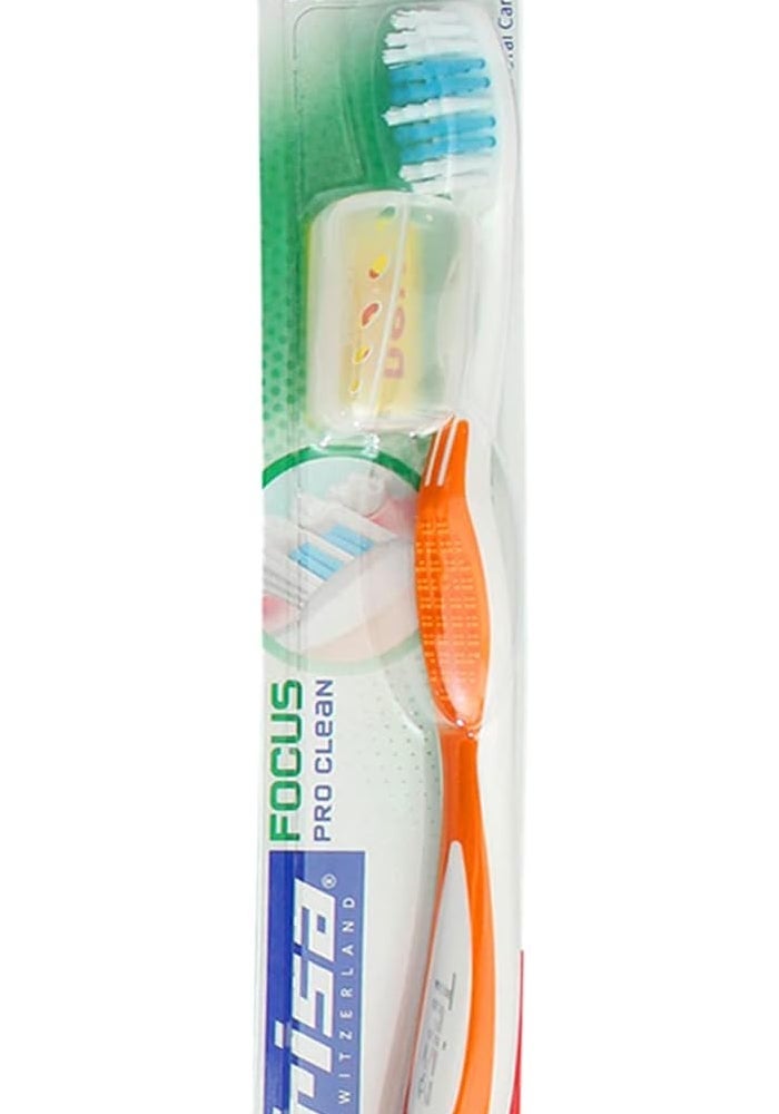 TRISA فرشاة أسنان تريزا فوكوس برو كلين هارد للبالغين مع غطاء سفر - أفضل رعاية فموية سويسرية - Image 3