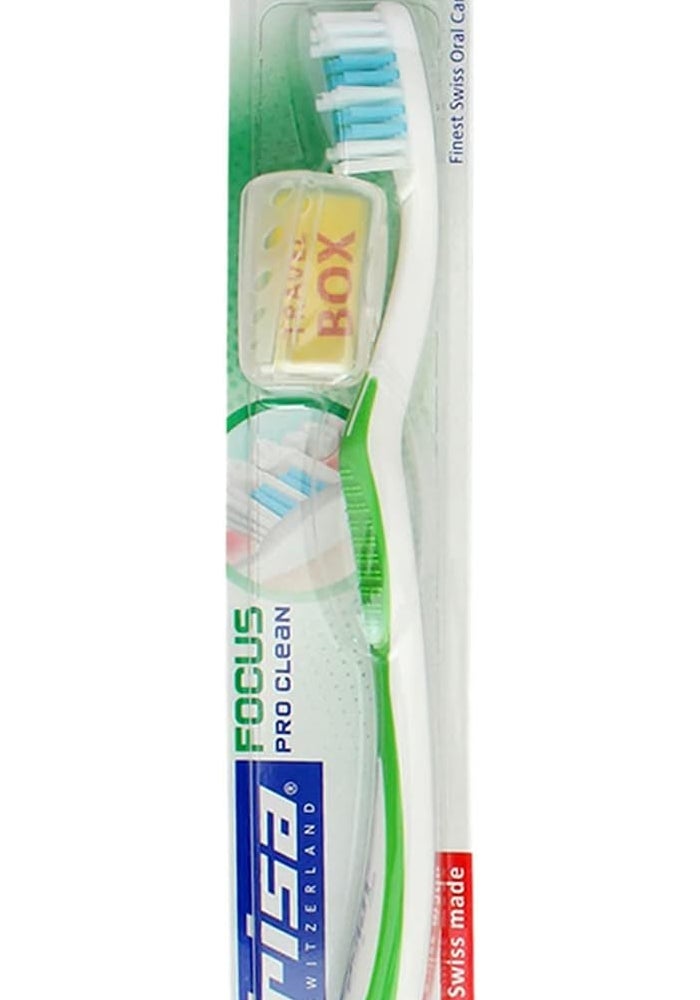 TRISA فرشاة أسنان تريزا فوكوس برو كلين هارد للبالغين مع غطاء سفر - أفضل رعاية فموية سويسرية - Image 2