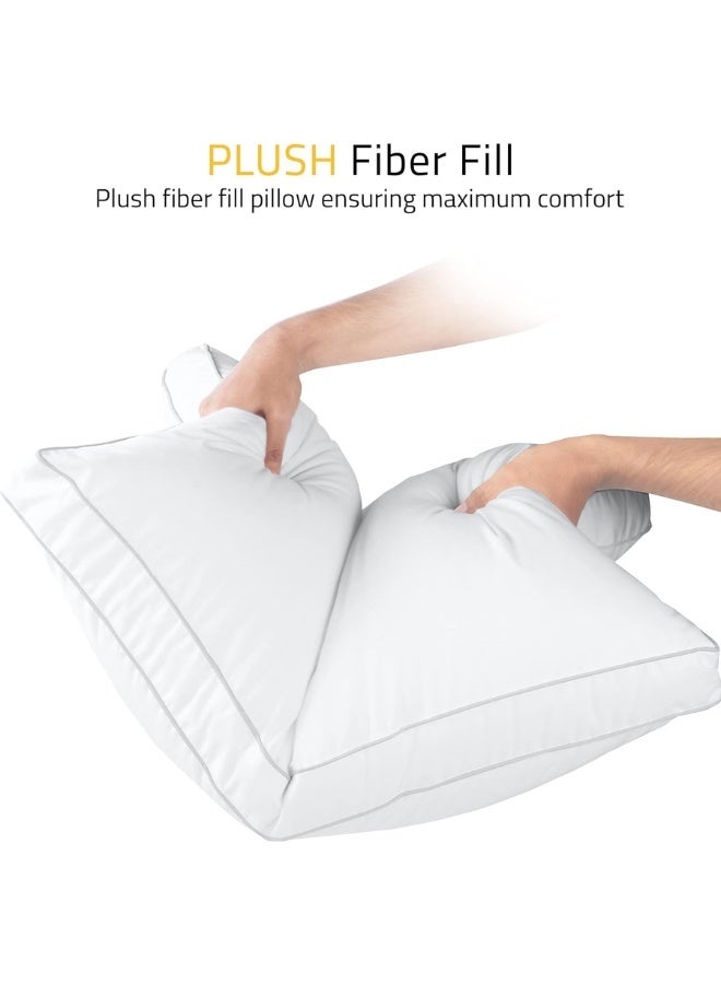 Bedding Bed Pillows for Sleeping Queen Size (White), Set of 2pcs, Cooling Hotel Quality, Gusseted Pillow for Back, Stomach or Side Sleepers.  - Image 3