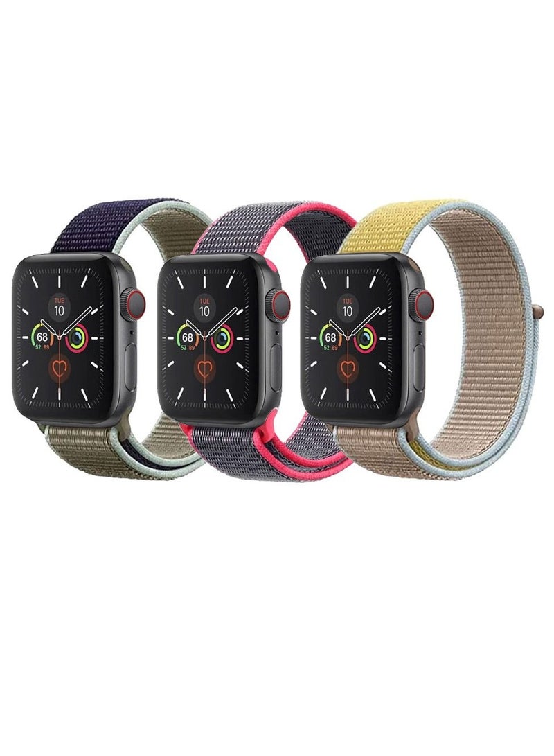 CATANES 3 Pack For Apple Watch 41mm 40mm 38mm Nylon Sport Loop Band Compatible With iWatch Series 7 SE 6 5 4 3 2 1 Men Women Braided Stretchy Nylon Loop Bands - Image 2