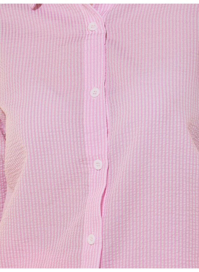 Take Two Take Two Seer Sucker Striped Long Sleeve Oversized Shirt  - Image 3