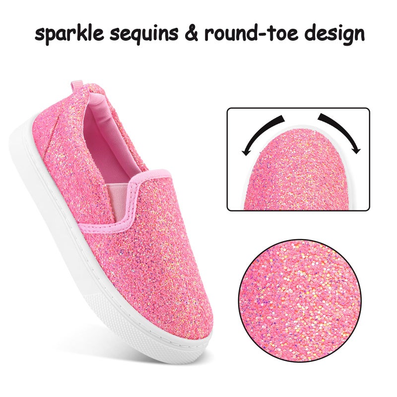 K KomForme Toddler Sneakers for Girls Boys Slip On Canvas Walking Shoes Pink - Image 4