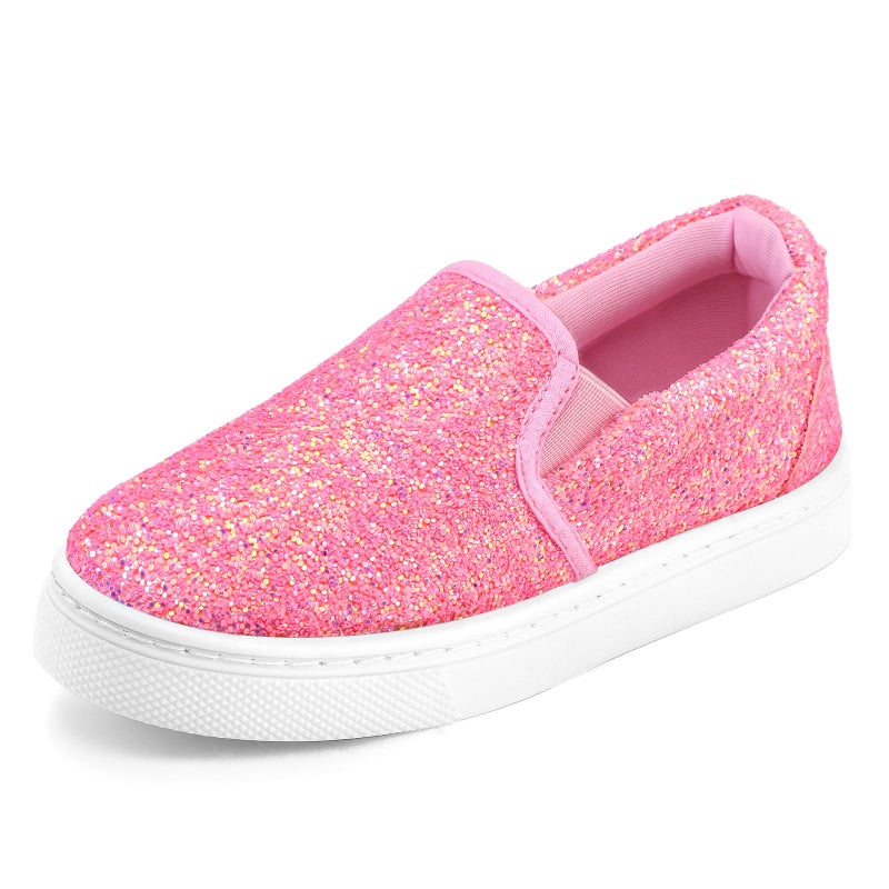 K KomForme Toddler Sneakers for Girls Boys Slip On Canvas Walking Shoes Pink - Image 1