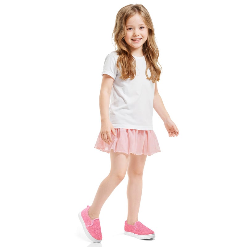 K KomForme Toddler Sneakers for Girls Boys Slip On Canvas Walking Shoes Pink - Image 2