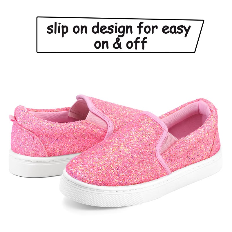 K KomForme Toddler Sneakers for Girls Boys Slip On Canvas Walking Shoes Pink - Image 3