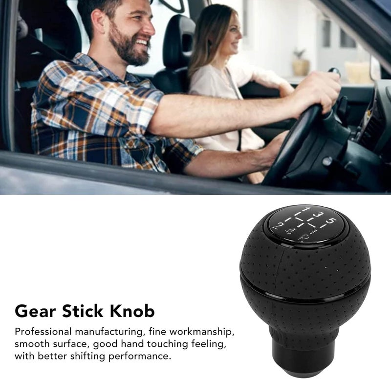 aakichi 5 Speed Shifter Knob Ball Transmission Handle Car PU Leather Gear Stick Knob for Most Manual Automotive Vehicles (Black Circle) - Image 4