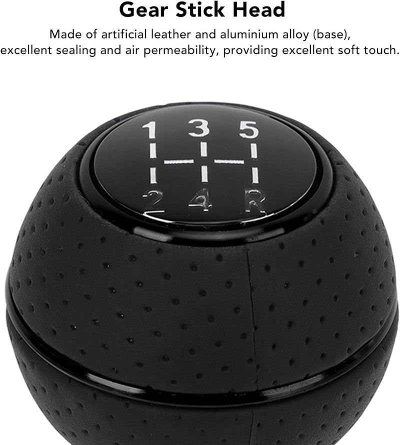 aakichi 5 Speed Shifter Knob Ball Transmission Handle Car PU Leather Gear Stick Knob for Most Manual Automotive Vehicles (Black Circle) - Image 5
