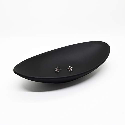 Dycica A5 Melamine Jewelry Dish Organizer, Decorative Trinket Dish,Accent Tray for Vanity,Food Safe Dishware (Black, Ship) - Image 1