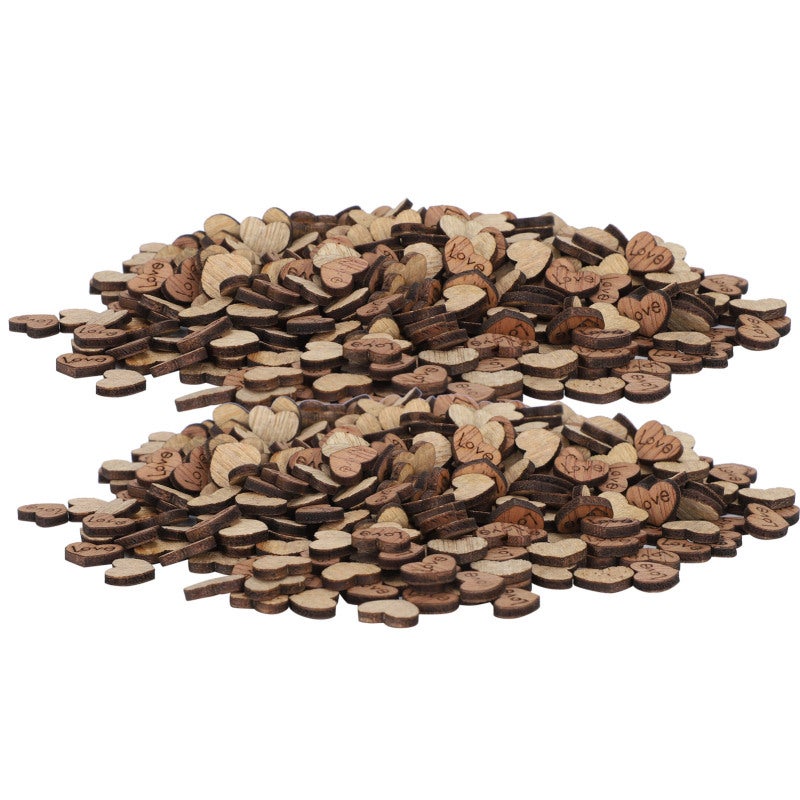 Wooden Heart Confetti 300 Pieces Love Engraved Natural Wood Hearts - Flat Design for DIY Crafts Wedding Decorations - Decorative Wooden Shapes for Valentine's Day - Image 4