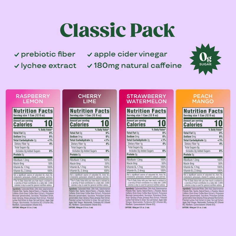 Bloom Nutrition Sparkling Energy Drink - Variety Pack - Natural Caffeine, Zero Sugar, 180mg Caffeine - Antioxidant-Rich with Green Coffee Bean, Green Tea Extract, Prebiotics - 12oz 12 Pack - Image 3