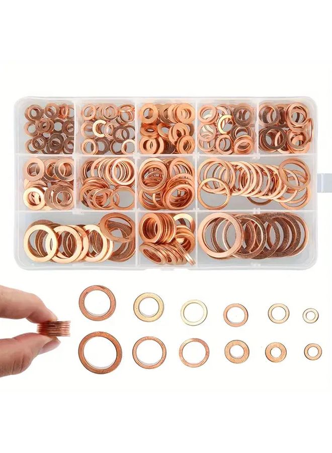 200pcs Copper Seals Kit Flat Washer Nuts Bolts Complete Set in Sturdy Box - Image 4