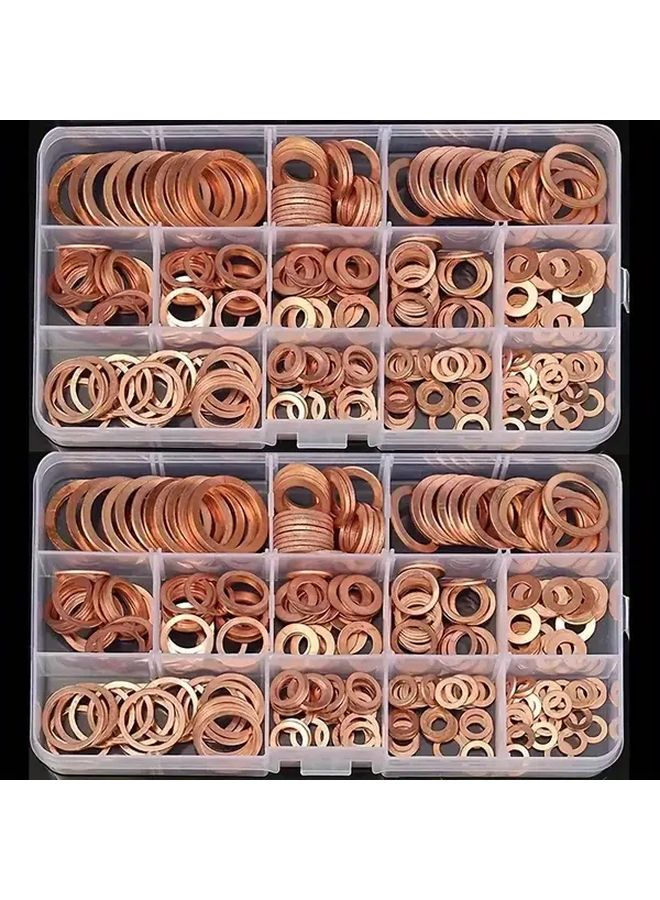 200pcs Copper Seals Kit Flat Washer Nuts Bolts Complete Set in Sturdy Box - Image 2