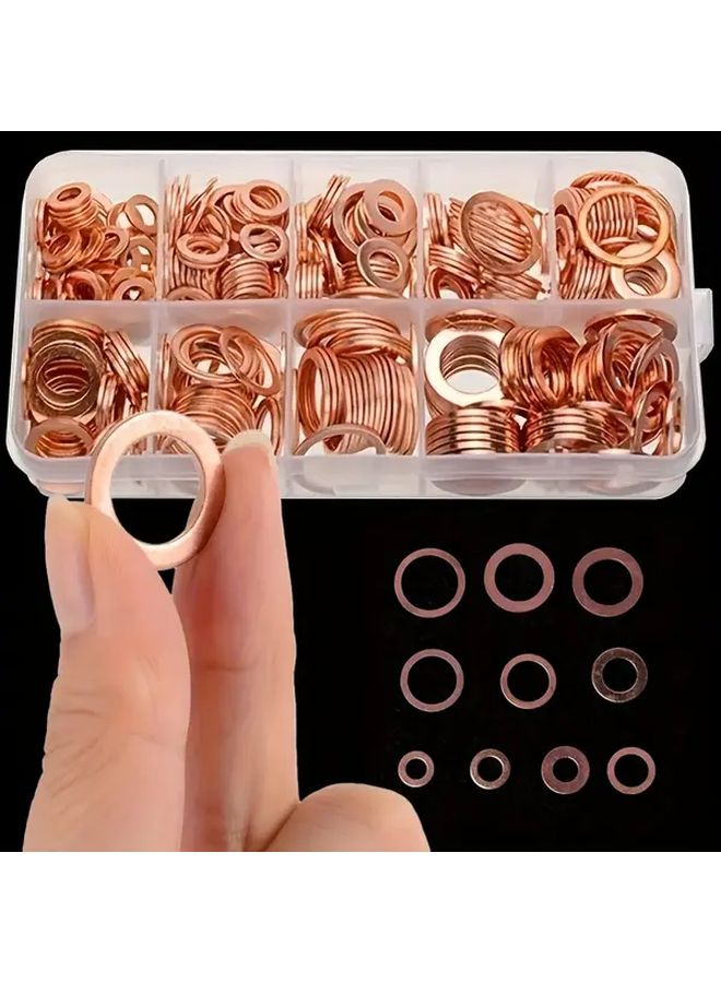 200pcs Copper Seals Kit Flat Washer Nuts Bolts Complete Set in Sturdy Box - Image 3