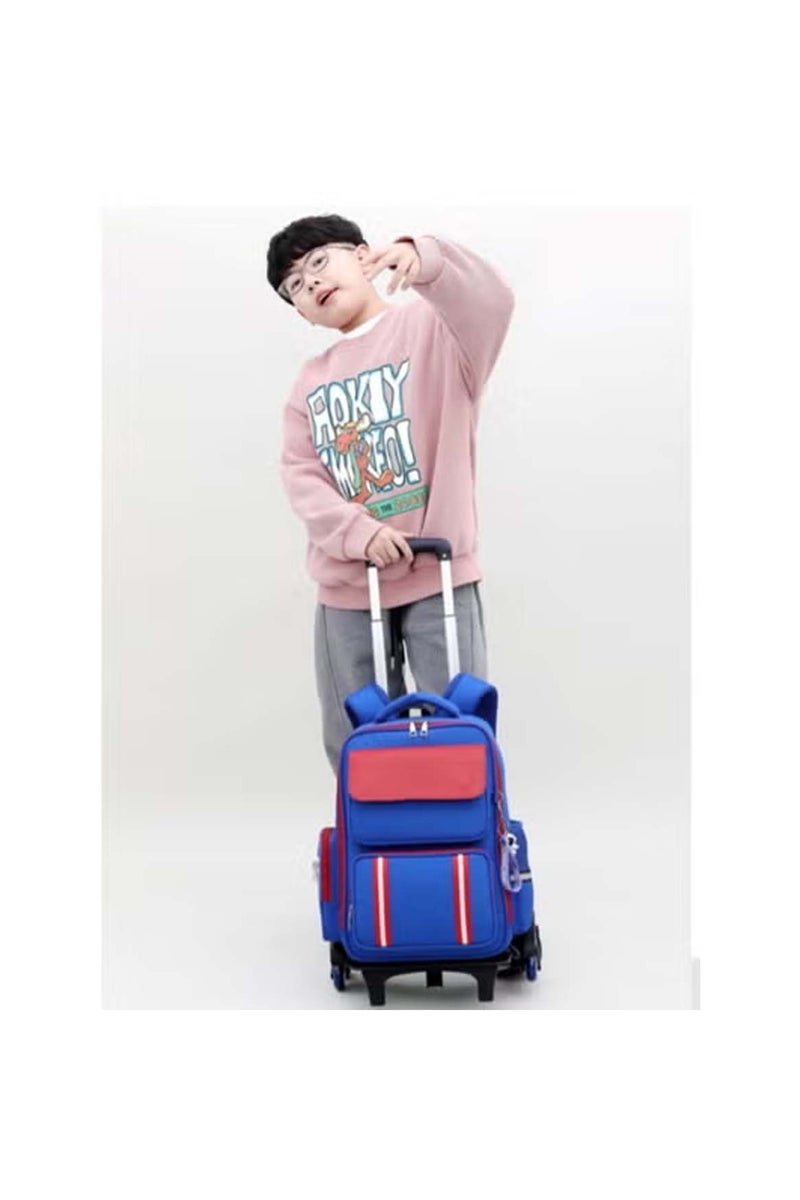 Huitich 2-Wheel Kids Trolley Backpack Stylish and Durable School Bag for Students Blue - Image 3