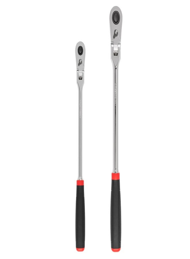 TEKTON 3/8, 1/2 Inch Drive Flex Head Quick-Release Comfort Grip Long Ratchet Set, 2-Piece (12, 14 in.) | SRH99302 - Image 1