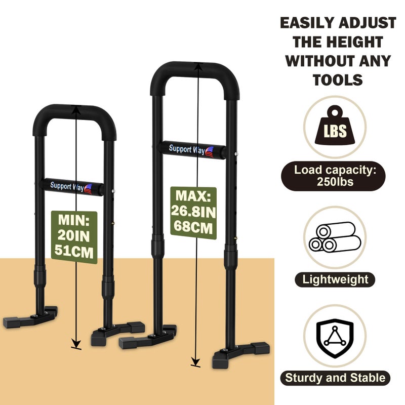 Support Way Stand Assist Aid Plus, 20-26.8" Adjustable Steel Standing Aid for Seniors & Elderly, Lift Assist Device to Get Up from Floor, Kneeling, or Low Seats, Black - Image 2