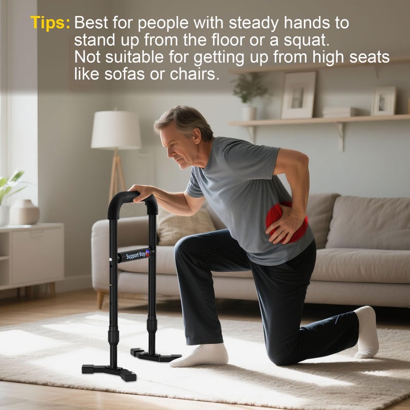 Support Way Stand Assist Aid Plus, 20-26.8" Adjustable Steel Standing Aid for Seniors & Elderly, Lift Assist Device to Get Up from Floor, Kneeling, or Low Seats, Black - Image 3