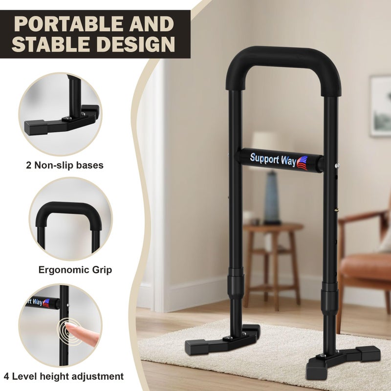 Support Way Stand Assist Aid Plus, 20-26.8" Adjustable Steel Standing Aid for Seniors & Elderly, Lift Assist Device to Get Up from Floor, Kneeling, or Low Seats, Black - Image 4