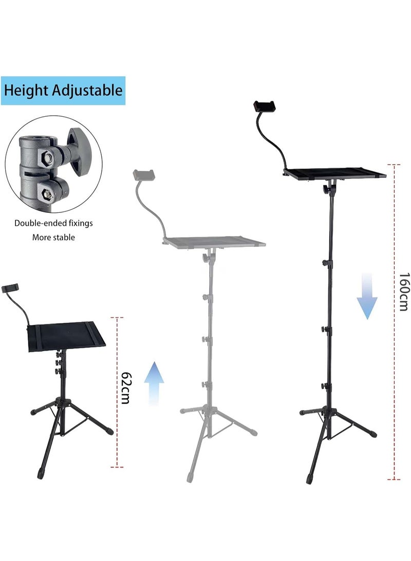 EqiEch Projector Stand Tripod with Mouse Tray & Phone Holder, Adjustable Laptop Tripod Stand Foldable Height 23''-63'', Multi-Purpose Floor Stand for Projector, Laptop, DJ, Office, Stage, Podium, Home Use - Image 2