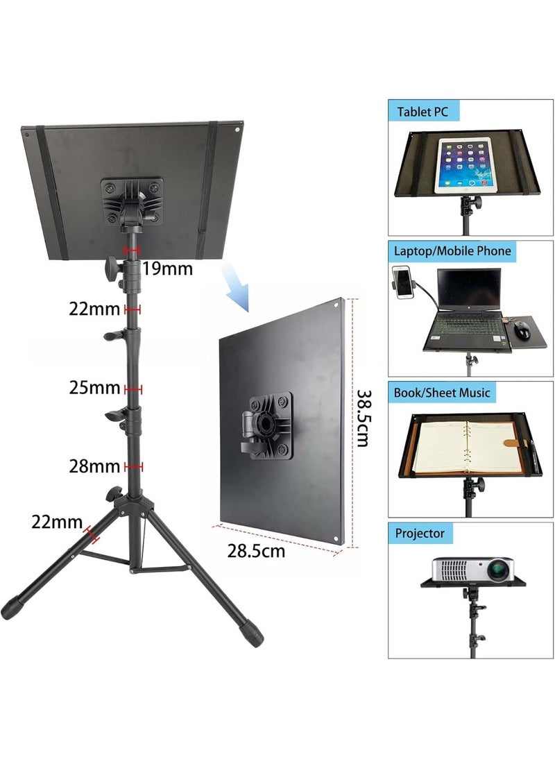 EqiEch Projector Stand Tripod with Mouse Tray & Phone Holder, Adjustable Laptop Tripod Stand Foldable Height 23''-63'', Multi-Purpose Floor Stand for Projector, Laptop, DJ, Office, Stage, Podium, Home Use - Image 3
