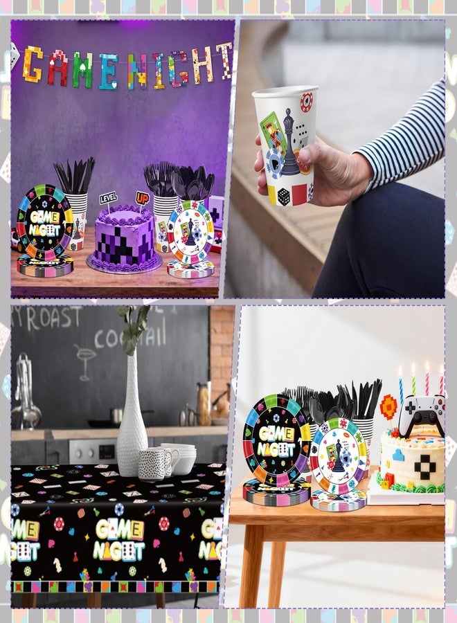 Hokoad 170Pcs Family Game Night Party Decorations Tableware, Disposable Game Night Decorations Plates Napkins Cup Banner Tablecloth, Board Games Party Decorations for Birthday, Serves 24 - Image 5
