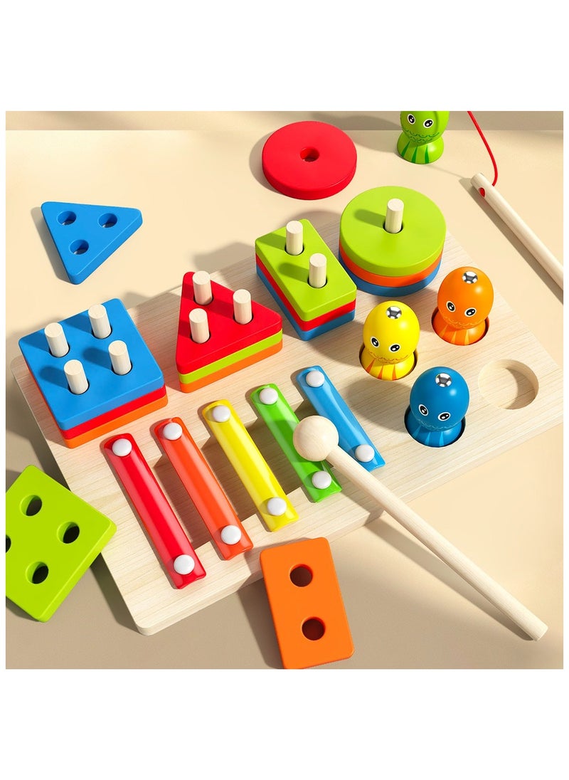 Toy Box - Montessori Wooden Shape Sorting Toy - Color & Shape Recognition Learning Box for Toddlers 3, Stacking & Sorting Educational Game - Image 1
